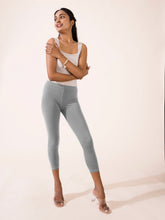 Load image into Gallery viewer, Go Colors Ebony Grey Cotton Stretch Cropped Leggings
