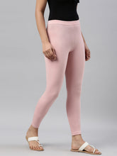 Load image into Gallery viewer, Go Colors Baby Pink Cotton Stretch Ankle Length Leggings
