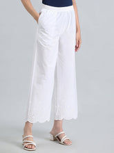 Load image into Gallery viewer, Go Colors White Cotton Hakoba Palazzo
