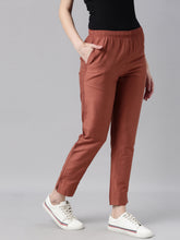 Load image into Gallery viewer, Go Colors Rust Poly Modal Metallic Pants
