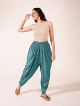 Load image into Gallery viewer, Go Colors Teal Woven Viscose Harem Dhoti Pant
