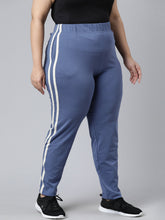Load image into Gallery viewer, Go Colors Jeans Blue Cotton Stretch Side Stripes Track Pant
