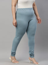 Load image into Gallery viewer, Go Colors Dusty Blue Cotton Stretch Churidar
