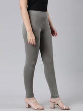 Load image into Gallery viewer, Go Colors Medium Grey Cotton Stretch Ankle Length Leggings
