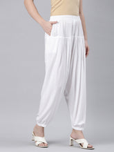Load image into Gallery viewer, Go Colors White Woven Viscose Harem Pant
