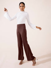 Load image into Gallery viewer, Go Colors Dark Brown Roma Ponte Flared Pant
