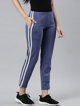 Load image into Gallery viewer, Go Colors Jeans Blue Cotton Stretch Side Stripes Track Pant
