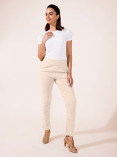 Load image into Gallery viewer, Go Colors Light Beige Linen Pencil Pant
