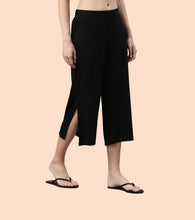 Load image into Gallery viewer, Enamor Mid Rise Crop length Slip on  Shop In Culotte For Women - Relaxed Fit, Super Soft - E064 (Jet Black)
