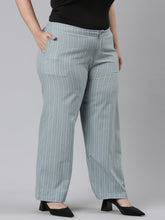 Load image into Gallery viewer, Go Colors Blue Cotton Stripes Cargo Pant
