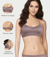 Load image into Gallery viewer, Enamor Lit Balconette Bra for Women Padded, Wire-Free, Medium Coverage, Lace Jacquard on Cups - SMB02 (Deep Taupe)
