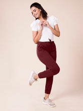 Load image into Gallery viewer, Go Colors Maroon Cotton Poly Stretch Cuffed Joggers
