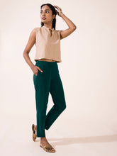 Load image into Gallery viewer, Go Colors Dark Green Cotton Stretch Kurti Pants
