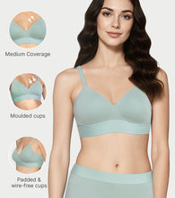 Load image into Gallery viewer, Enamor The Flex T-Shirt Bra for Women Padded, Wire-Free, Medium Coverage, Cotton Everyday Bra - SMB01 (Sage Green)
