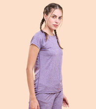 Load image into Gallery viewer, Enamor Athleisure Womens E089-Short Sleeve Scoop Neck Slim Active Graphic Tee
