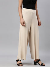 Load image into Gallery viewer, Go Colors Light Beige Viscose Knit Palazzo
