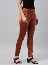 Load image into Gallery viewer, Go Colors Rust Polyester Shiny Pants
