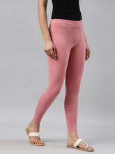 Load image into Gallery viewer, Go Colors Dusty Rose Cotton Stretch Ankle Length Leggings
