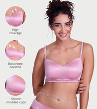 Load image into Gallery viewer, Enamor Curve Enhancing Satin T-Shirt Bra - Padded, Non-Wired, High Coverage - F184 (Cosmetic Pink)
