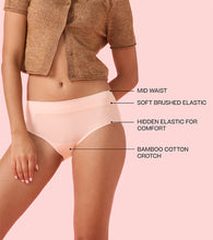 Load image into Gallery viewer, Enamor IP01 Innovations Bamboo Bliss, Anti Rash, All Day Comfort, Mid Waist Brief Panty for Women - Super Soft, Naturally Absorbent, Antimicrobial with Stain release, Inner Elastic, Full Coverage-  Pack of 1 (Pearl Blush)
