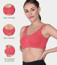 Load image into Gallery viewer, Enamor Low Impact Women's Cotton Everyday Sports Bra - All Day Comfort, Non Padded, Wirefree, High Coverage - SB06 (Tomato Melange)
