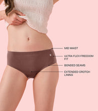 Load image into Gallery viewer, Enamor IP02 Innovations Invisi, Fit Flex, No Visible Panty Lines, All Day Comfort, Mid Waist Brief Panty for Women - Breathable Lightweight Fabric, Antimicrobial with Stain Release, Bonded Free Cut, Regular Coverage -  Pack of 1 (Wild Ginger)
