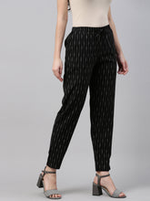 Load image into Gallery viewer, Go Colors Black Linen Ikat Pencil Pant
