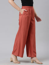 Load image into Gallery viewer, Go Colors Rust Woven Viscose Basic Palazzo

