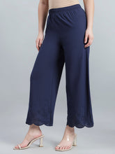 Load image into Gallery viewer, Go Colors Navy Cotton Hakoba Palazzo
