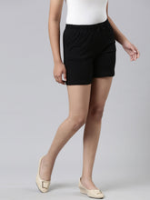 Load image into Gallery viewer, Go Colors Black Cotton Knit Shorts
