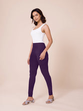 Load image into Gallery viewer, Go Colors Black Currant Cotton Stretch Churidar
