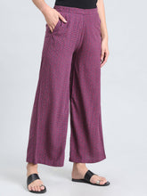 Load image into Gallery viewer, Go Colors Purple Woven Viscose Printed Palazzo
