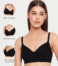 Load image into Gallery viewer, Enamor Innovations Transform Ultralight, Everyday Women's Minimizer Bra -Super lift, Non-Padded, Wirefree, Full Coverage - A042 (Available in Plus Sizes) (Black)
