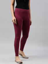 Load image into Gallery viewer, Go Colors Medium Violet Cotton Stretch Ankle Length Leggings
