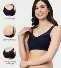Load image into Gallery viewer, Enamor Hidden X-Frame and Smoothening Women's Full Support Everyday Bra - Jiggle control, Non Padded, Wirefree, Full Coverage - FB12 (Available in Plus sizes) (Eclipse)
