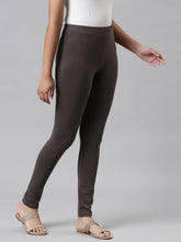 Load image into Gallery viewer, Go Colors Silver Grey Cotton Stretch  Ankle Length Leggings
