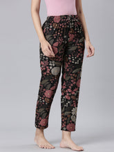 Load image into Gallery viewer, Go Colors Black Woven Viscose Printed Lounge Pants

