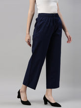 Load image into Gallery viewer, Go Colors Light Navy Cotton Wide Leg Pants

