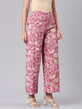 Load image into Gallery viewer, Go Colors Medium Pink Woven Viscose Printed Palazzo
