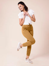 Load image into Gallery viewer, Go Colors Mustard Cotton Poly Stretch Cuffed Joggers
