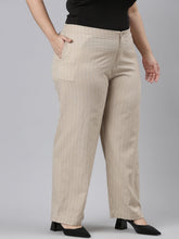 Load image into Gallery viewer, Go Colors Beige Cotton Stripes Cargo Pant
