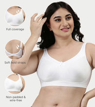 Load image into Gallery viewer, Enamor Hidden X-Frame and Smoothening Women's Full Support Everyday Bra - Jiggle control, Non Padded, Wirefree, Full Coverage - FB12 (Available in Plus sizes) (White)
