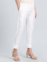 Load image into Gallery viewer, Go Colors White Poly Modal Metallic Pants

