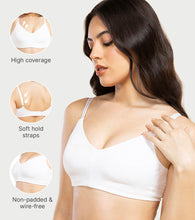 Load image into Gallery viewer, Enamor Ultra-Smoothing Women's Cotton Everyday T-Shirt Bra - No-Pinch, Hidden Lift, Non Padded, Wirefree, High Coverage - A027 (White)

