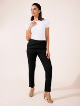 Load image into Gallery viewer, Go Colors Black Linen Pencil Pant
