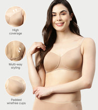 Load image into Gallery viewer, Enamor Innovations  Ecolite, Smoother Perfect Lift Women's T-Shirt Bra - Padded, Wirefree, High Coverage  - F165 (Honey Beige)
