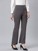 Load image into Gallery viewer, Go Colors Silver Grey Roma Ponte Flared Pant
