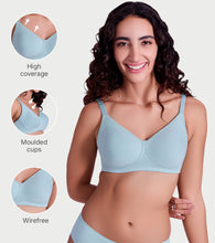 Load image into Gallery viewer, Enamor Innovations Fabcool Encircled  Side Support Shaper, Non Padded, Wirefree, High Coverage, Women's Cotton Everyday Bra  - A042  (Available in Plus Sizes) (Jade Green)
