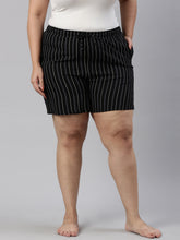 Load image into Gallery viewer, Go Colors Black Woven Viscose Printed Lounge Shorts
