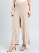 Load image into Gallery viewer, Go Colors Dark Beige Viscose Knit Palazzo
